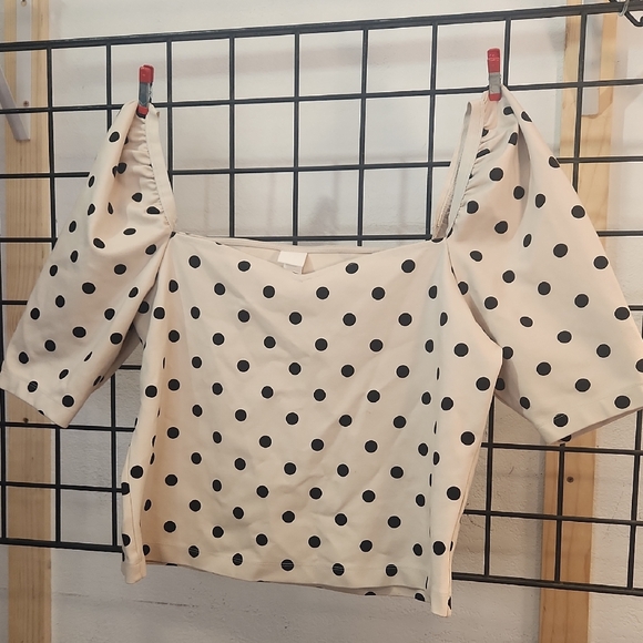 Polka Dot Off-Shoulder Top Nwot - Picture 1 of 4